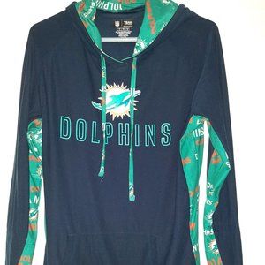 NWOT NFL TEAM APPAREL L.S. WOMENS LARGE "DOLPHINS" HOODIE PULLOVER, NAVY BLUE